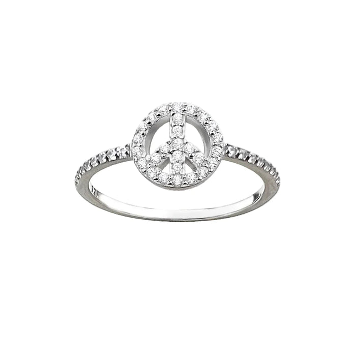 925 Sterling Silver Peace Symbol Ring Europe Style Glam Jewelry For Women