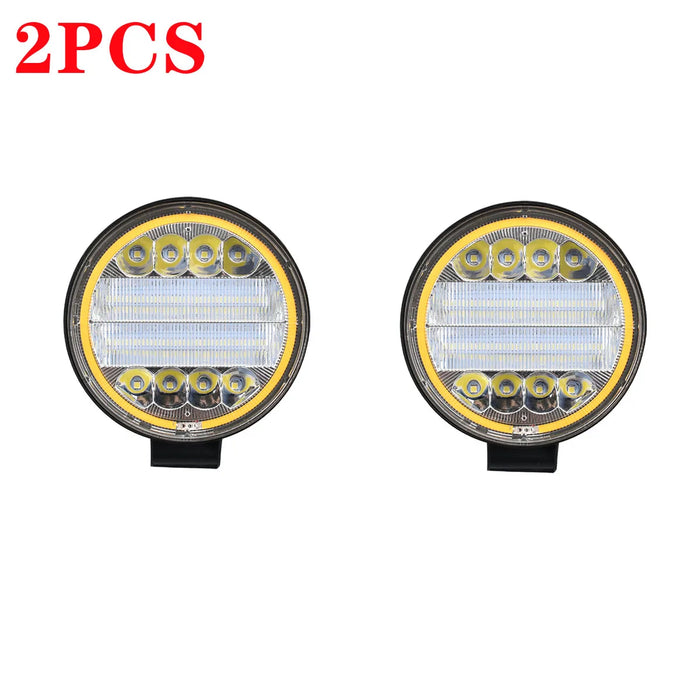 4 Led Round Square Spot Work Light Combo For Truck Suv 4Wd Atv Jeep Tractor