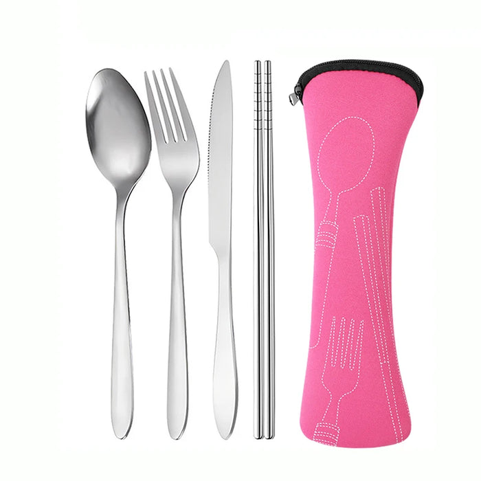 4 Piece Stainless Steel Cutlery Set For School Travel Camping Work