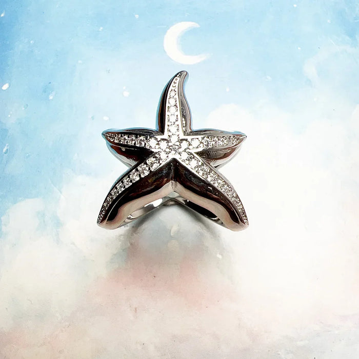 925 Sterling Silver Romantic Gift Starfish Ring Fine Jewelry For Women