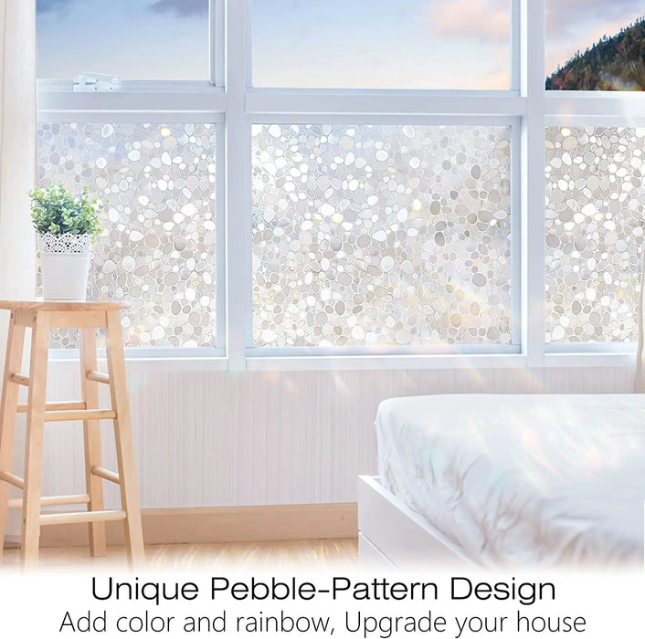 Decorative Window Film - Uv Blocking Static Cling Non-Adhesive - Pebble Design