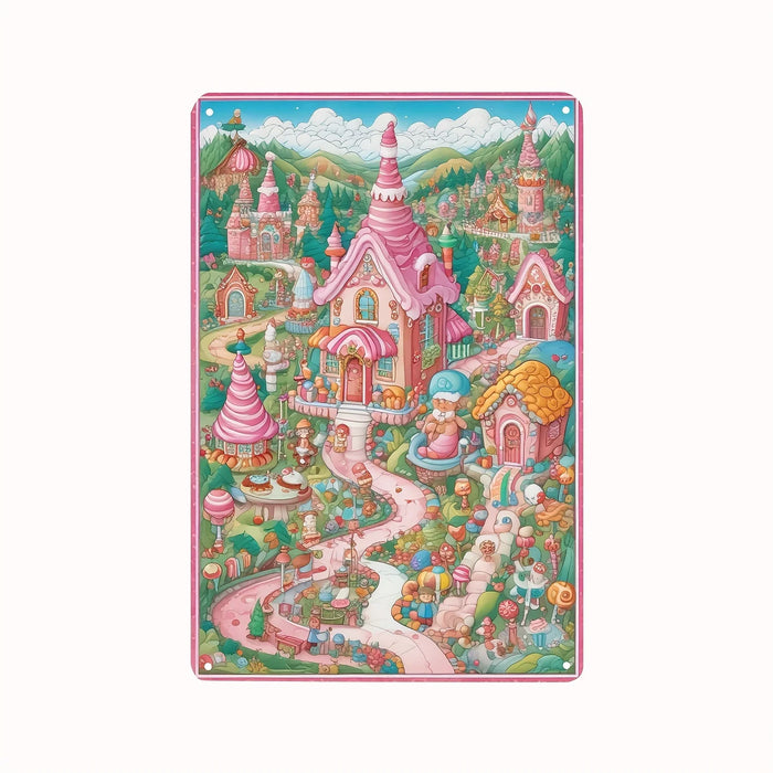 Rustic Metal Christmas Wall Art With Festive Scene