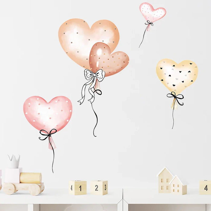 Hand Painted Heart Balloon Wall Stickers For Kids Room