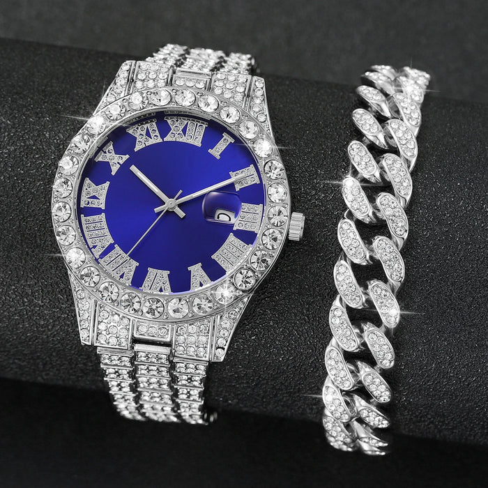 2 Piece Mens Watch Set Diamond Accents