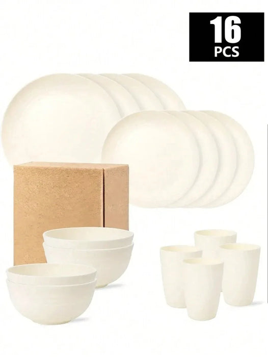 4 / 16 / 20 / 24 / 32 Piece Reusable Plastic Tableware Set For Home Camping Picnics