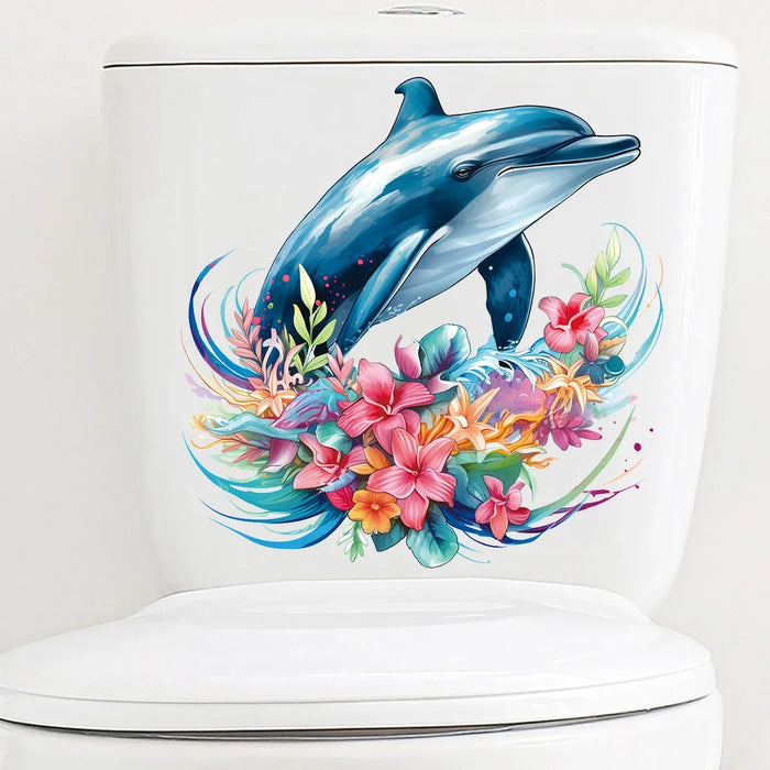 Flower Dolphin Wall Stickers For Bedroom Decor