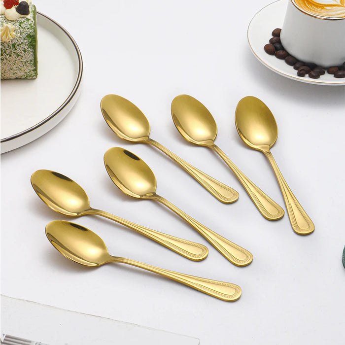 4 / 8 / 12 Piece Light Gold Stainless Steel Dessert / Coffee Spoons For Home / Hotel / Restaurant
