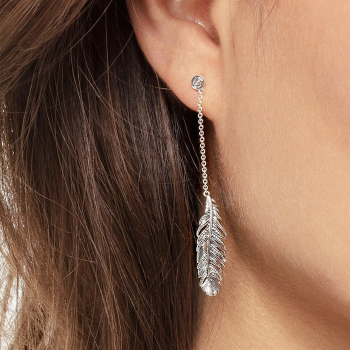 925 Sterling Silver Boho Feather Earrings Jewelry