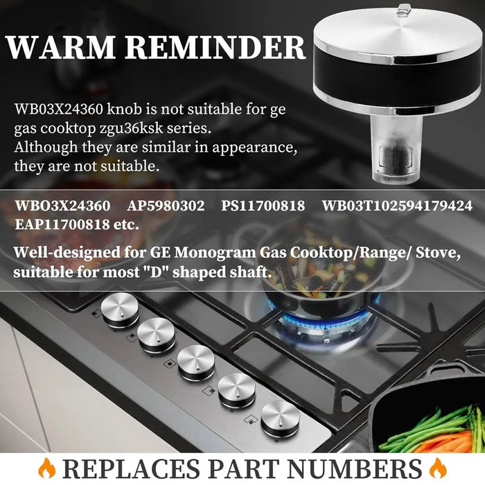 5 Pack Wb03X24360 Gas Stove Knob Compatible With Ge Monogram Gas Cooktop Wb03T10259 Ap5980302 Ps11700818 Eap11700818 4179424