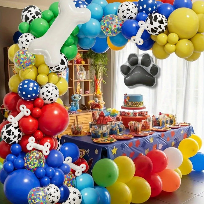 135Pcs Pet Dog Paw Balloon Set With Bone Paw Printed Foil Balloons For Pet Dog Patrol Theme Birthday Party Decoration
