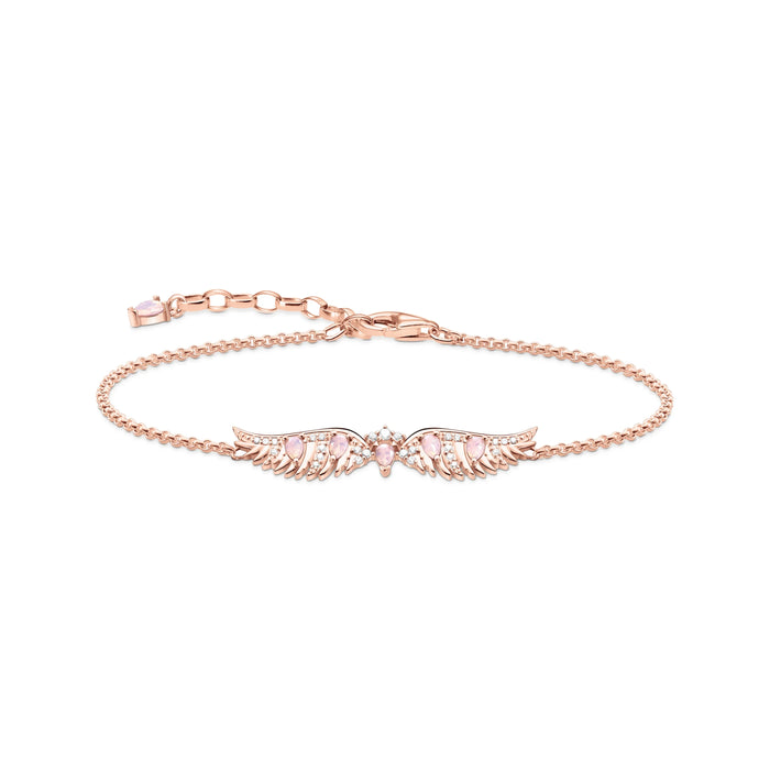 925 Sterling Silver Rose Gold Phoenix Wing Jewelry Set Necklace & Bracelet For Women