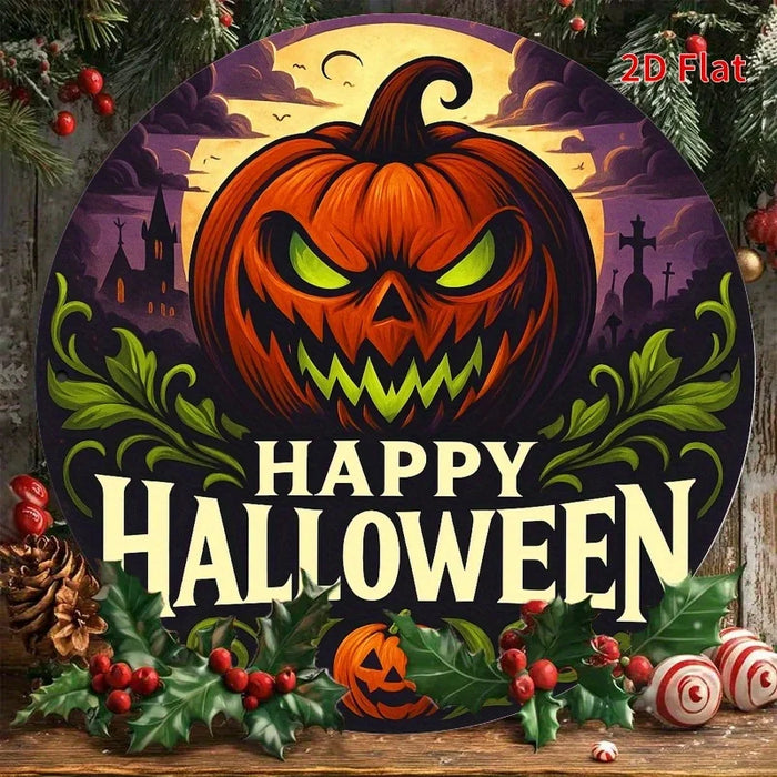 Retro Round Iron Sign Halloween Pumpkin Celebration Picture For Bedroom Or Dining Room