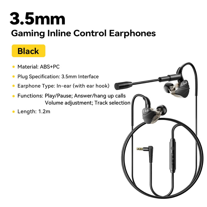Game Wired Headphones Hifi Bass In-Ear Usb Type C 3.5Mm With Wire Controlled With Microphone Noise Reduction Headphones
