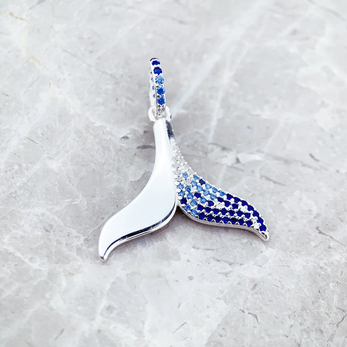 925 Sterling Silver Blue Tail Fin Pendant Cheerful Accessory For Women