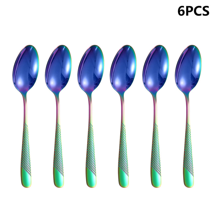 4 / 6 / 16 / 24 Piece Colourful Stainless Steel Tableware Set Star Diamond Series Includes Knife Fork Spoon Western Style