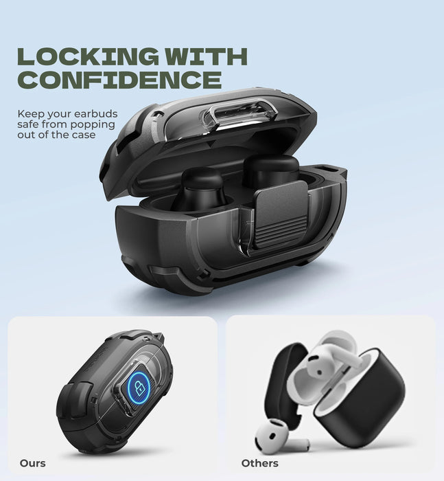 For Beats Solo Buds Shockproof Rugged Bumper Case Protective Case With Drop-Proof Lock & Carabiner Keyring Cleaner Kit