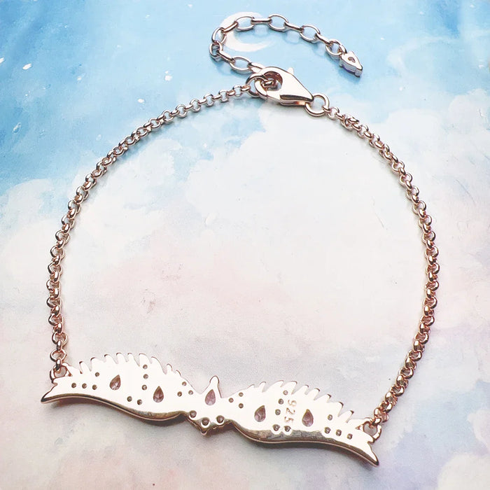 925 Sterling Silver Phoenix Wings Bracelet Rose Gold Plated Mythic For Women