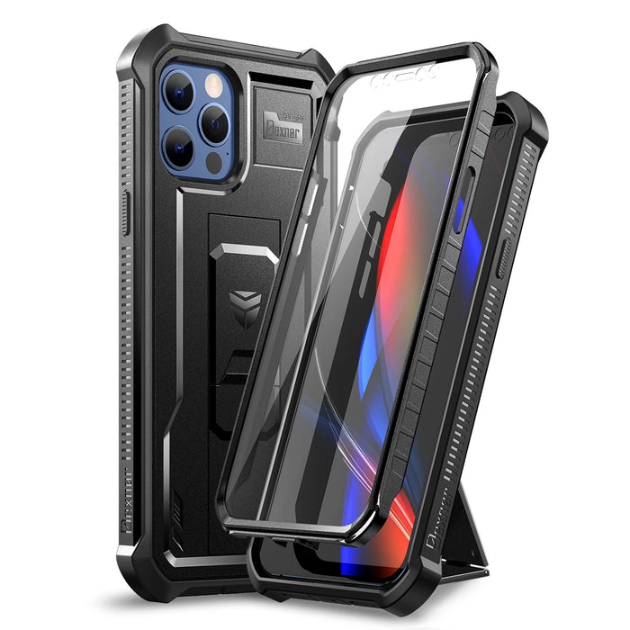 For Iphone 12 Pro Max Full Body Bumper Military Grade Armor Shockproof Shell Kickstand Case With Built-In Screen Protector