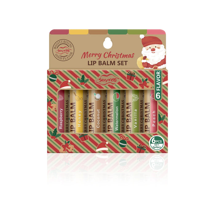 6 Piece Christmas Lip Balm Set Moisturizing Softening And Shiny Perfect Gift For Dry Lips