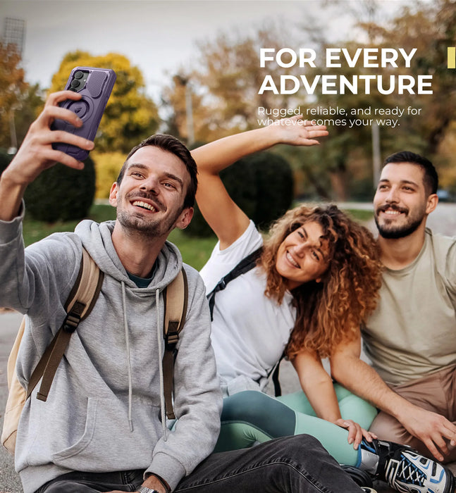 For Samsung Galaxy S25 / S25 Plus / S25 Ultra Shockproof Built-In Screen Protector Kickstand Case With Built-In Sliding Camera Case