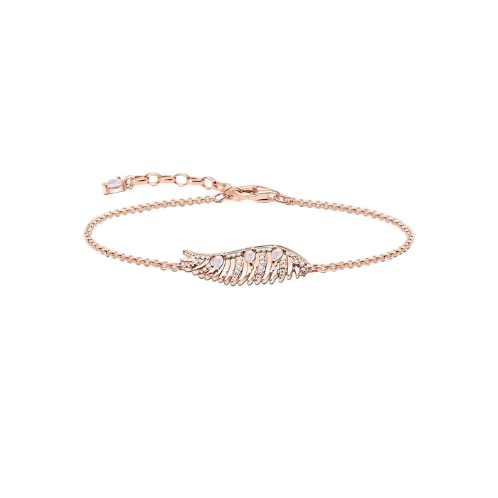 925 Sterling Silver Phoenix Wing Rose Gold Bracelet With Pink Stones Link Chain For Women
