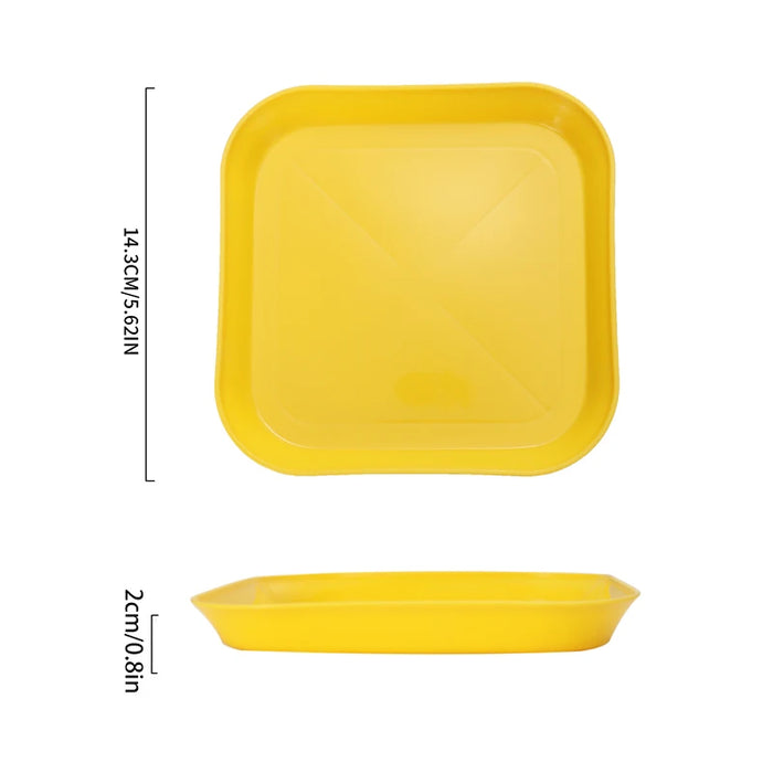 4 / 8 / 12 Piece Reusable Yellow Plastic Snack Plates Ideal For Home Restaurant Desserts & Fruits