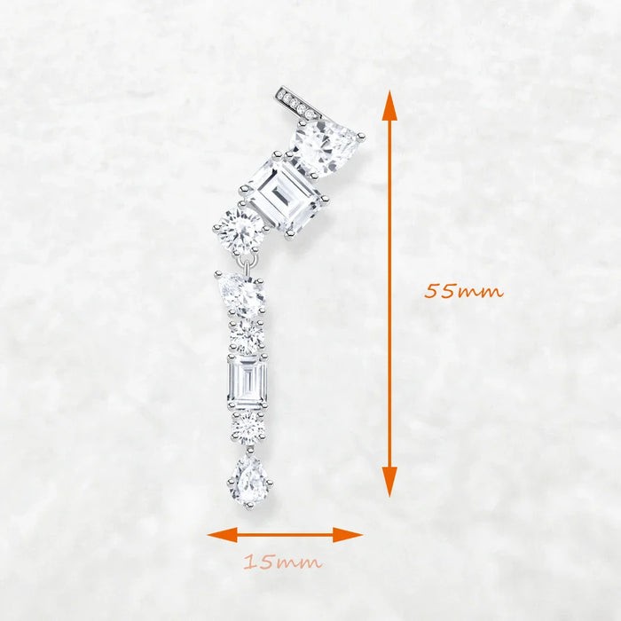 925 Sterling Silver Romantic Water Drop Climber Stud For Women