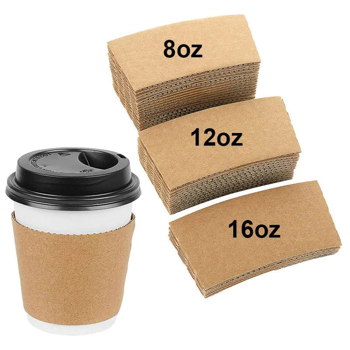 50 Piece Non Slip Kraft Coffee Cup Sleeves For 8 16Oz Hot / Cold Drinks