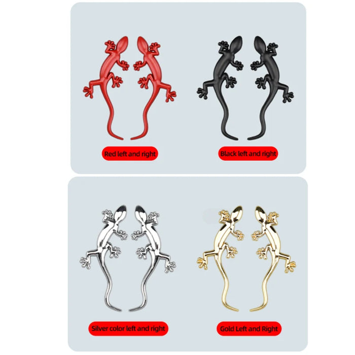3D Metal Gecko Badge Emblem Sticker For Cars Reflective Decal Auto Accessory
