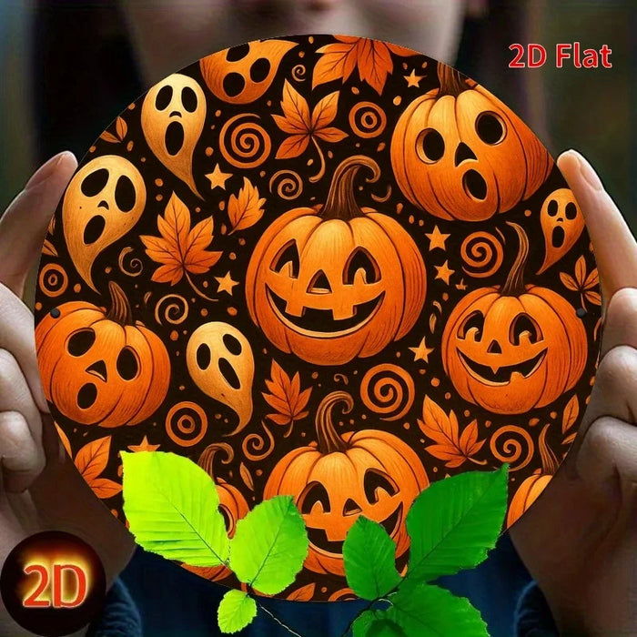 Retro Round Iron Sign Halloween Pumpkin Pattern For Bedroom Or Dining Room