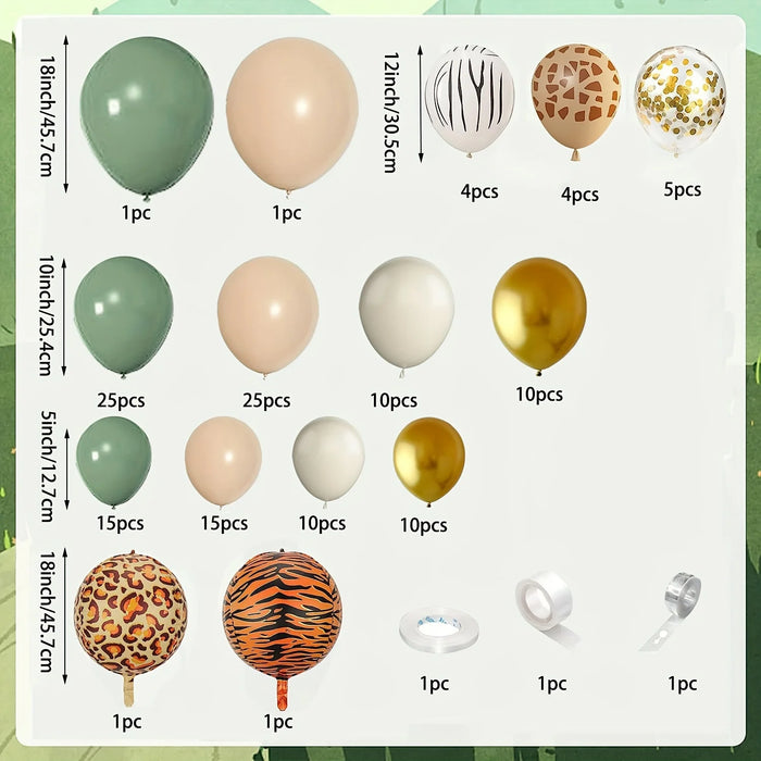 121Pcs Jungle Themed Birthday Party Balloon Wreath Set Forest Animal Balloons Birthday Baby Shower Decoration Party Decoration