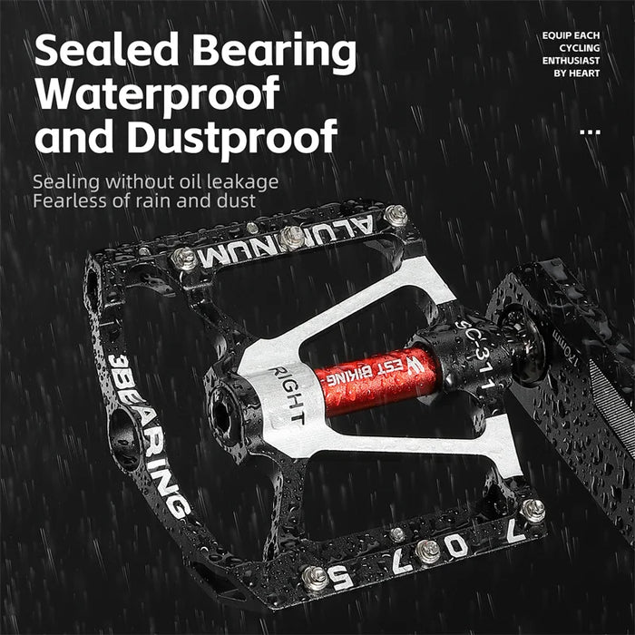 Anti Slip Aluminum Bike Pedals 3 Bearings