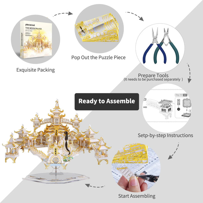 3D Metal Moon Palace Puzzle Kit Adult Diy Gift