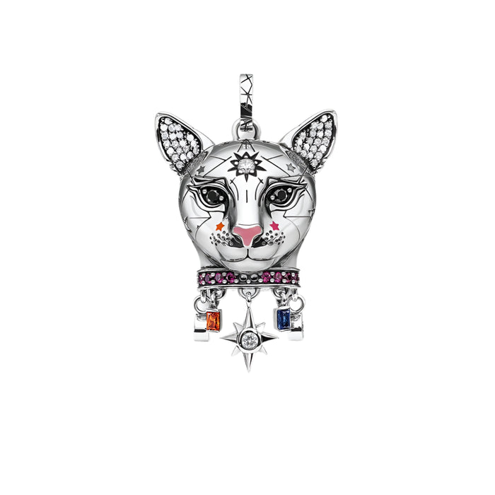 925 Sterling Silver Magical Cosmic Cat Pendant Jewelry For Women