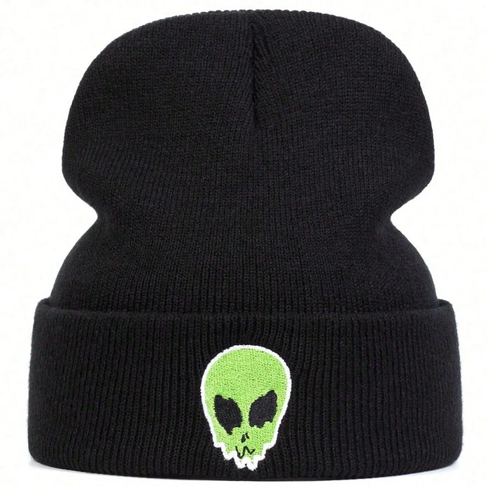 Alien Embroidery Beanie Unisex Winter Knit Hat For Hip Hop Style