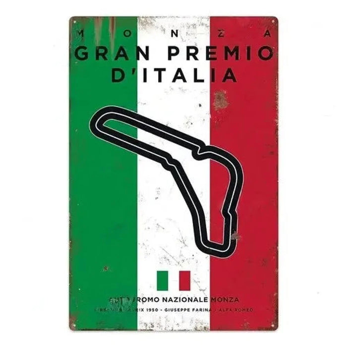 1950 Italian Flag Racing Tin Sign Monza Grand Prix