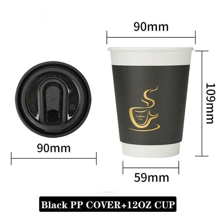 24 Piece Disposable Cups With Lids For Hot / Cold Drinks 8 / 12Oz