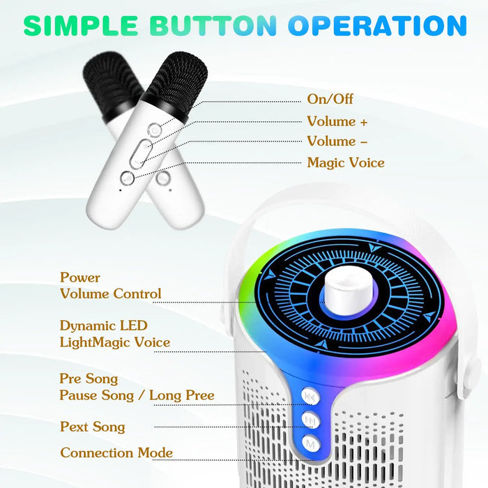 Wireless Karaoke Machine For Adults & Kids Portable Pa System With Mic & Tws Speaker