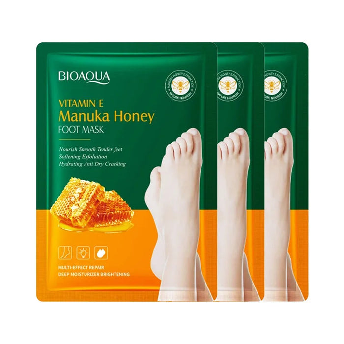 5 Pairs Honey Exfoliating Foot Masks Remove Dead Skin & Moisturize