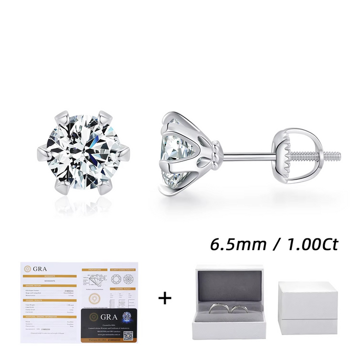 925 Sterling Silver 1Ct D Moissanite Stud Earrings Wedding Jewelry