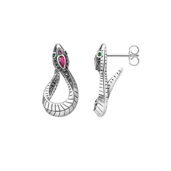 925 Sterling Silver Snake Hinged Hoop Earrings Romantic Gift & Seductive Jewelry For Women