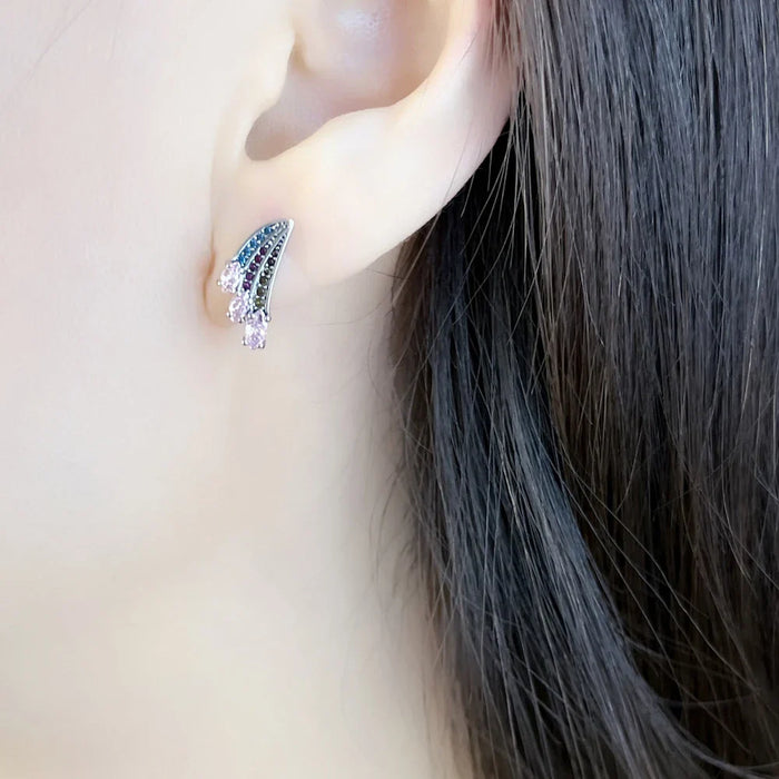 925 Sterling Silver Rainbow Hummingbird Wing Studs