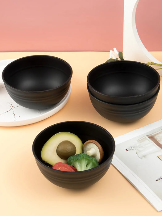 4 / 6 / 8 Piece Reusable Black Plastic Dinner Bowls Ideal For Food Dessert Camping