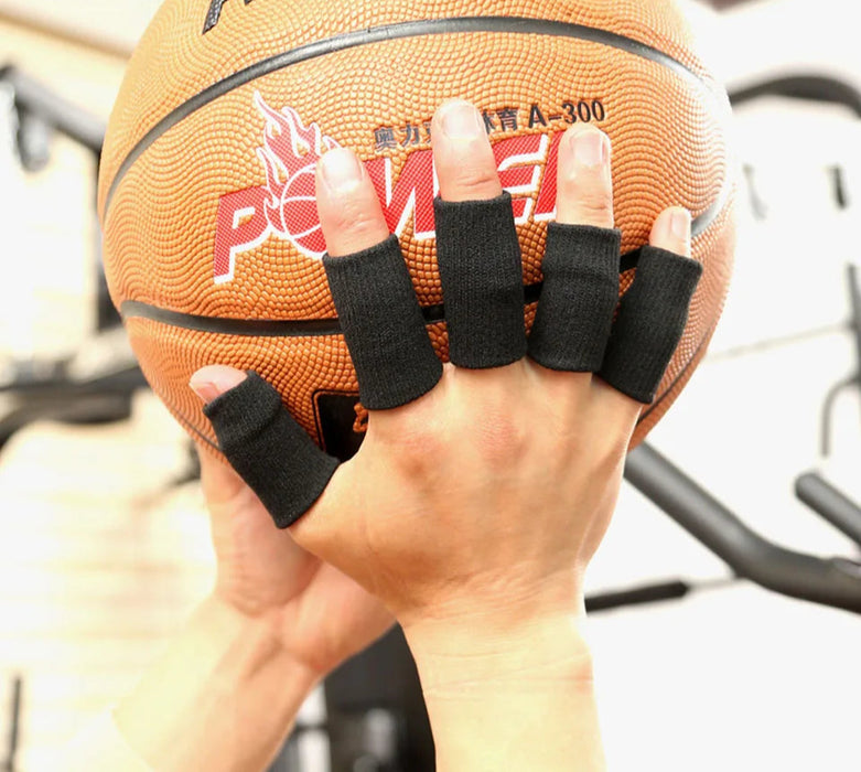 10Pcs Elastic Finger Sleeves For Basketball Volleyball Badminton Sports Safety Thumb Brace
