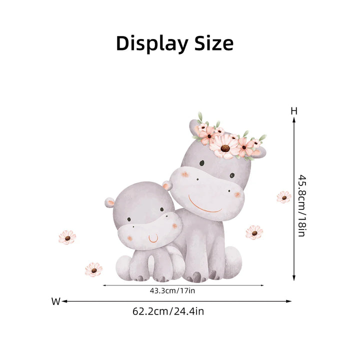 Adorable Hippo Wall Stickers For Kids Room Decor