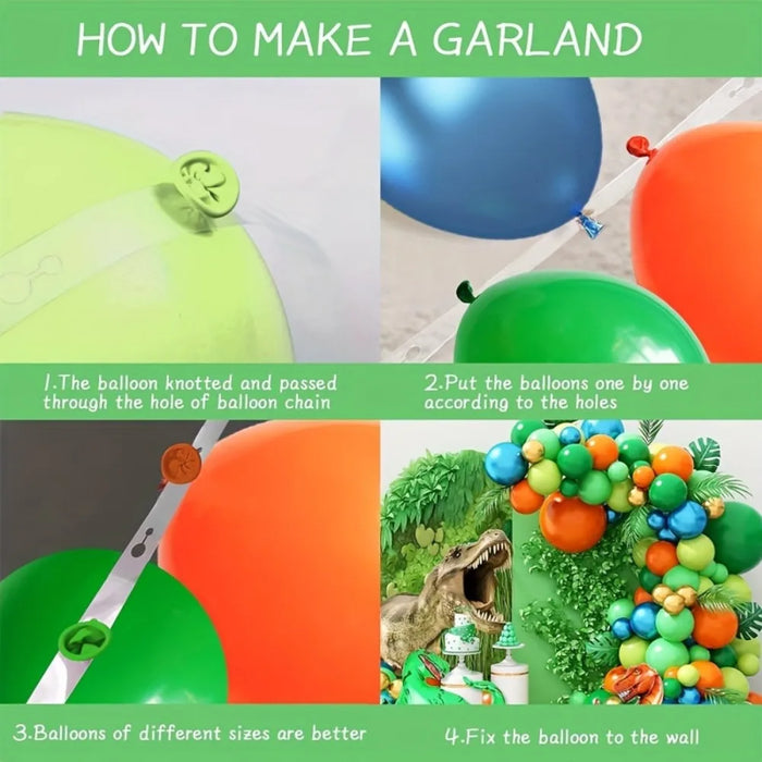 146Pcs Dinosaur Balloon Wreath Set - Birthday And Outdoor Celebration Dinosaur Party Decoration Jungle Theme Party Decoration