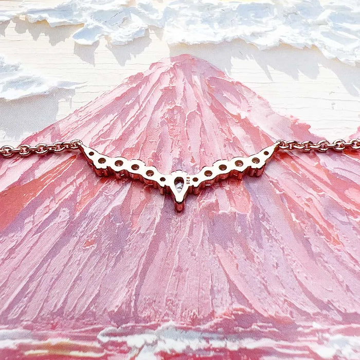 925 Sterling Silver Rose Gold Ice Crystal Necklace Fashion Jewelry For Women