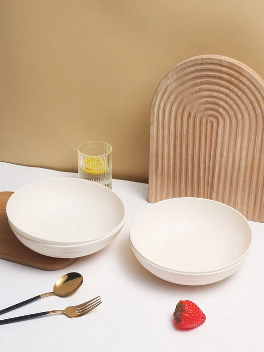 4 / 8 / 12 Piece Reusable Beige Plastic Bowls Microwave & Dishwasher Safe