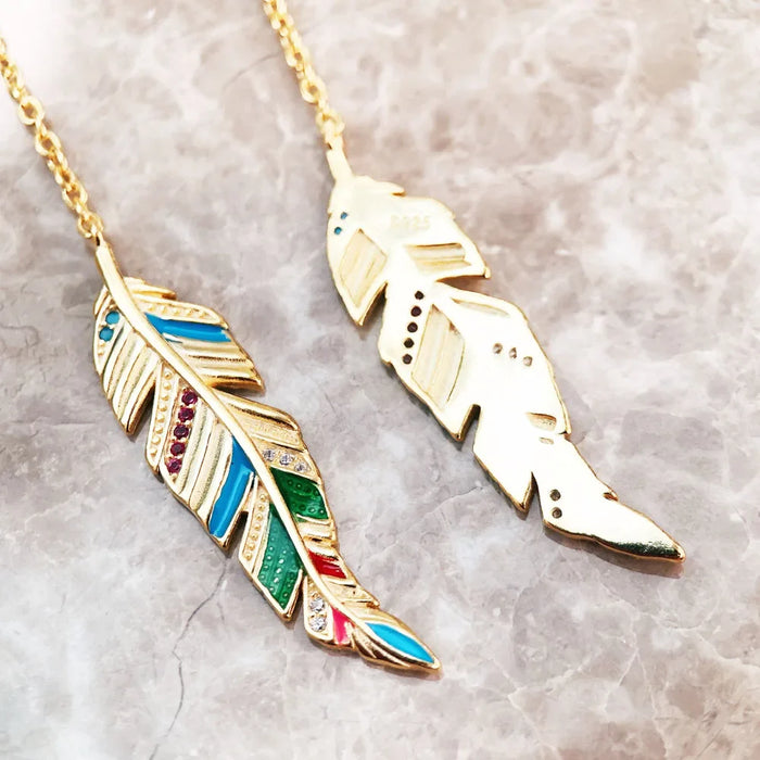 925 Sterling Silver Vibrant Feather Drop Earrings Real Women Fine Jewelry