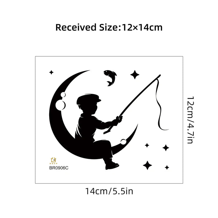Removable Moon Fishing Wall Stickers For Room Decor